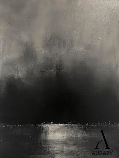 Black Abstract Art with Knife Strokes Tactile Surface Monochrome Minimalist Luxe Sculpted Canvas AURA472