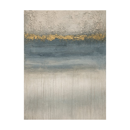 Abstract Gray Blue Art Plaster Textured High-Relief with Golden Accents Modern Organic Minimalist Luxe AurafyArt AURA607