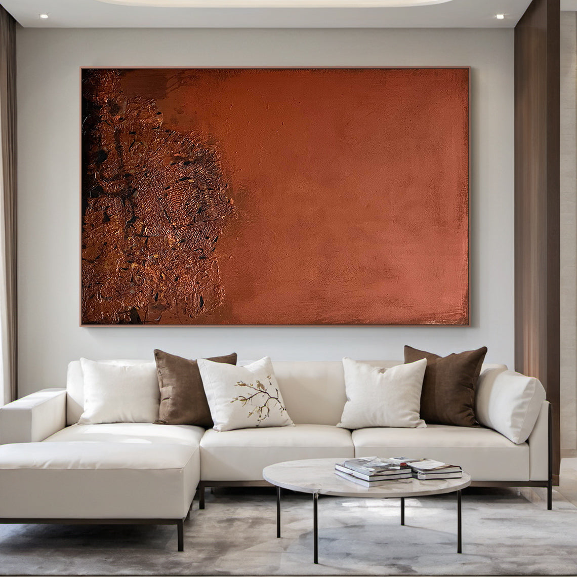 Wabi Sabi Red Textured Abstract Wall Art Living Room Decor AURA222