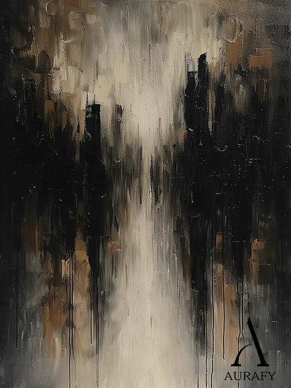 Brown Abstract Expressionist Art Thick Impasto Drip Tactile Textured Modern Organic Canvas AURA507