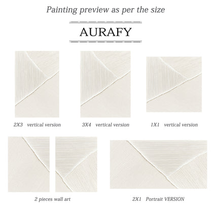 Minimalist Wall Art Beige White Tactile Vertical Texture Geometric Split Fabric Wall Decor AURA547
