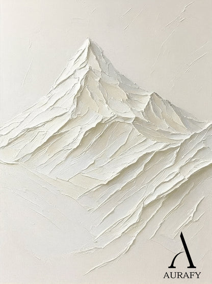 Minimalist Wall Art Beige Impasto Tactile Surface Knife Strokes Wabi-Sabi Abstract Mountain Art AURA554