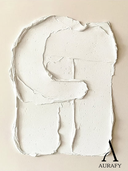 Minimalist Wall Art Plaster Textured Wabi Sabi Japandi Beige White High Relief Tactile Sculpted Decor AURA541