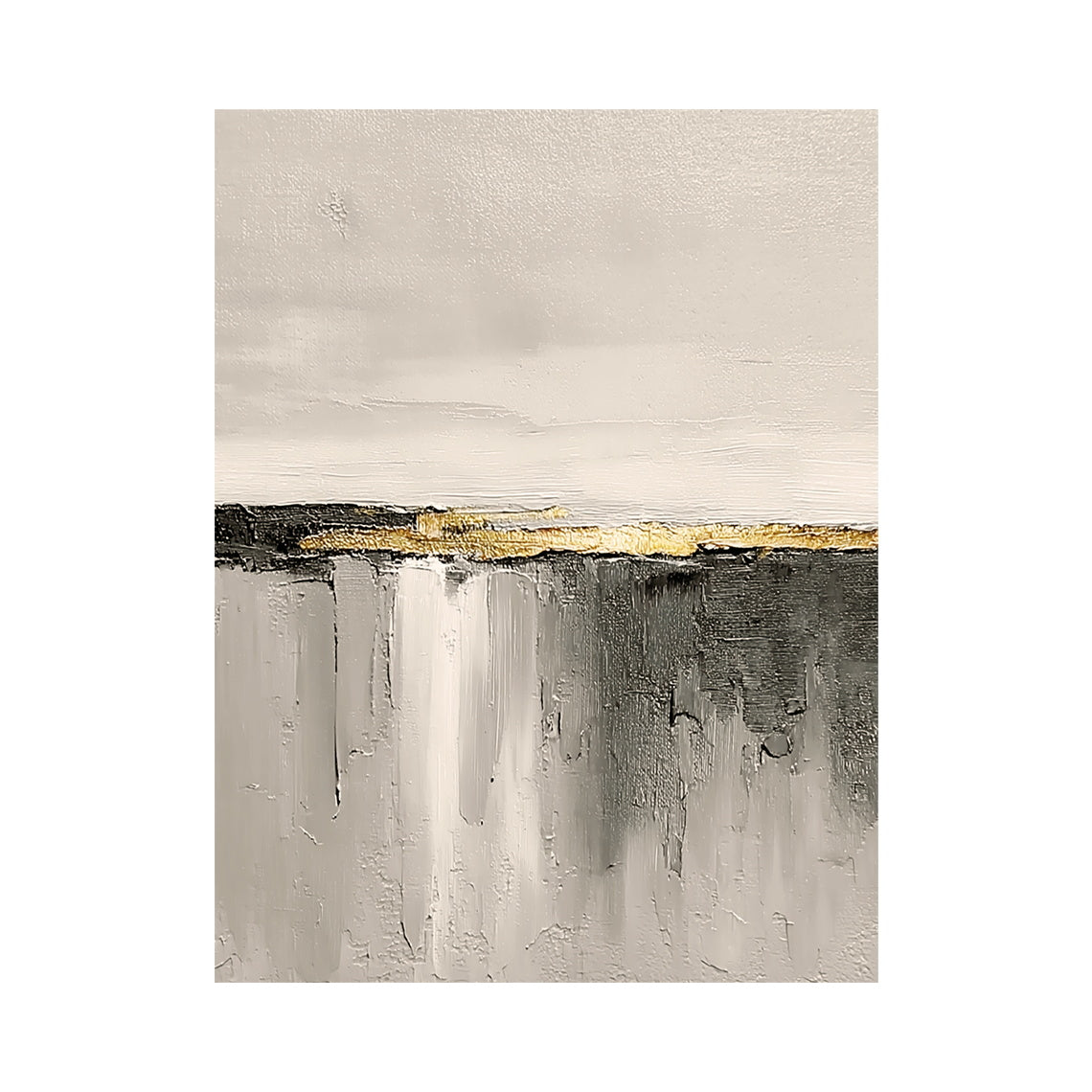 Plaster Textured Beige Abstract Wall Art Gold Foil Accent Wabi-Sabi Japandi Minimalist Tactile Canvas Decor AURA718