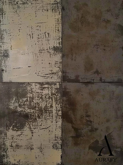 AurafyArt Wabi Sabi Gray Textured Abstract Art with Weathered Scratches and Matte Patina AURA561