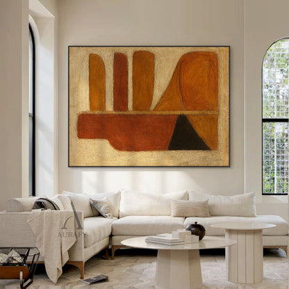 Brown Abstract Art Geometric Rustic Brushstroke Texture Tactile Modern Organic Wall Art AURA640