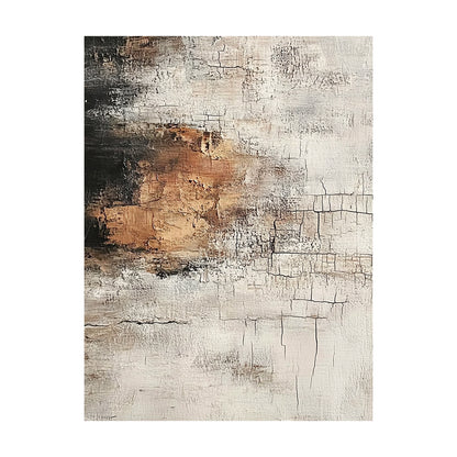 Abstract Textured Artwork Cracked Plaster Effect Wabi-Sabi Beige Brown Tactile Wall Decor AURA636