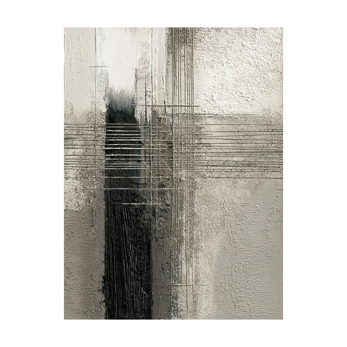 Abstract Gray Textured Art Tactile Surface Striated Lines Industrial Plaster Abstract Wall Decor AURA595