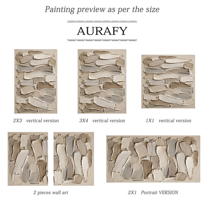 3D Textured Plaster Painting Japandi Wabi-Sabi Beige Brown Tactile Minimalist Luxe Sculpted Canvas Wall Art AURA754