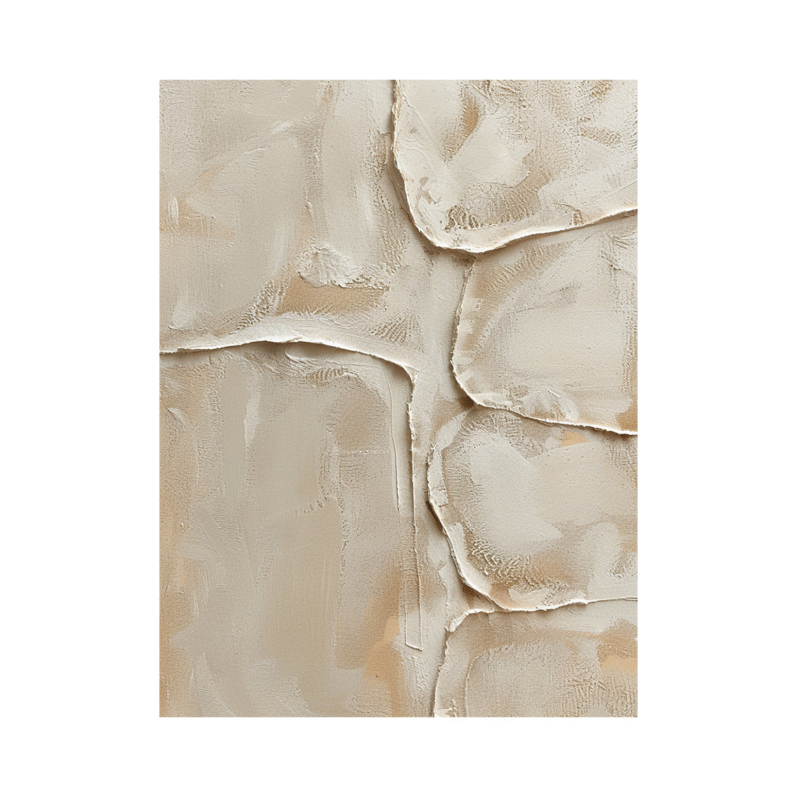 Quiet Layers, Warm Beige Sculpted Plaster Wall Art AURA862