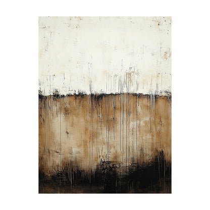 Wabi Sabi Beige Brown Plaster Textured Artwork with Drip Lines Tactile Organic Surface AURA589
