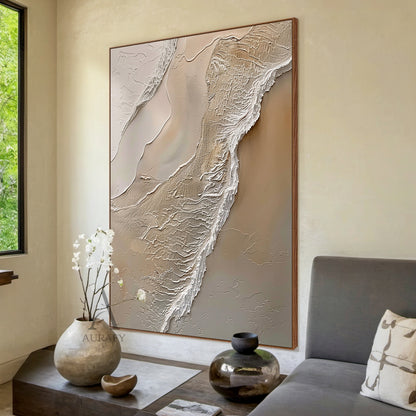 Ocean Brown Abstract Impasto Art Tactile Sculpted Canvas High-Relief Texture Modern Organic Piece AURA433