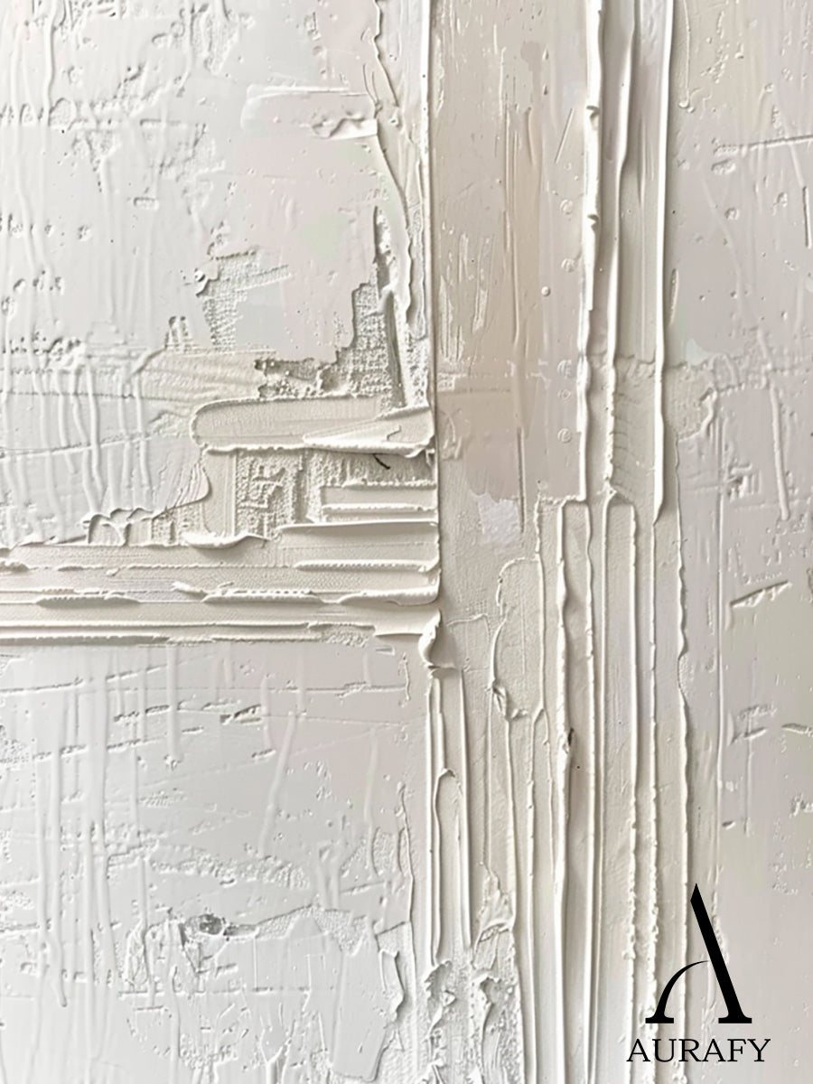 3D Textured Beige Abstract Painting Tactile High-Relief Sculpted Canvas Modern Minimalist Art AURA524