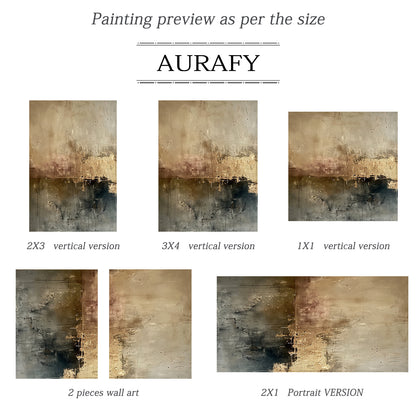 Wabi Sabi Brown Abstract Art Tactile Layered Paint Gold Flecks Scratch Marks Drip Texture AURA557