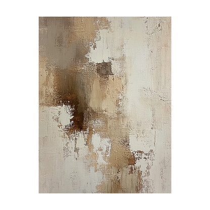Beige Abstract Art Impasto Texture Japandi Style Sculpted Tactile Canvas Wall Decor AURA634