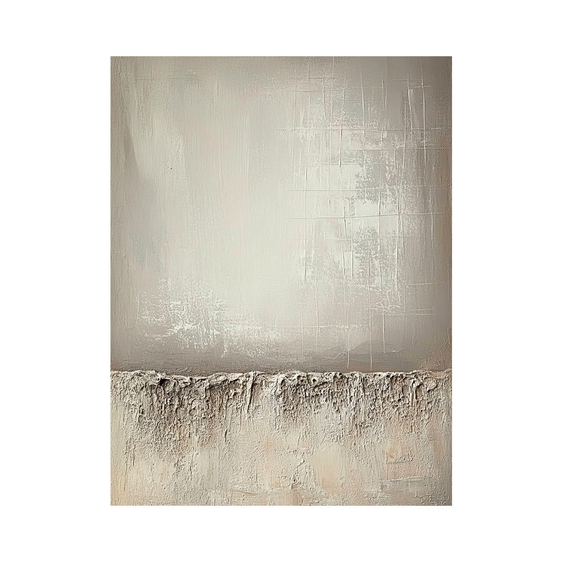 Wabi-Sabi Beige Plaster Textured Abstract High Relief Japandi Minimalist Luxe Tactile Canvas Wall Art AURA724