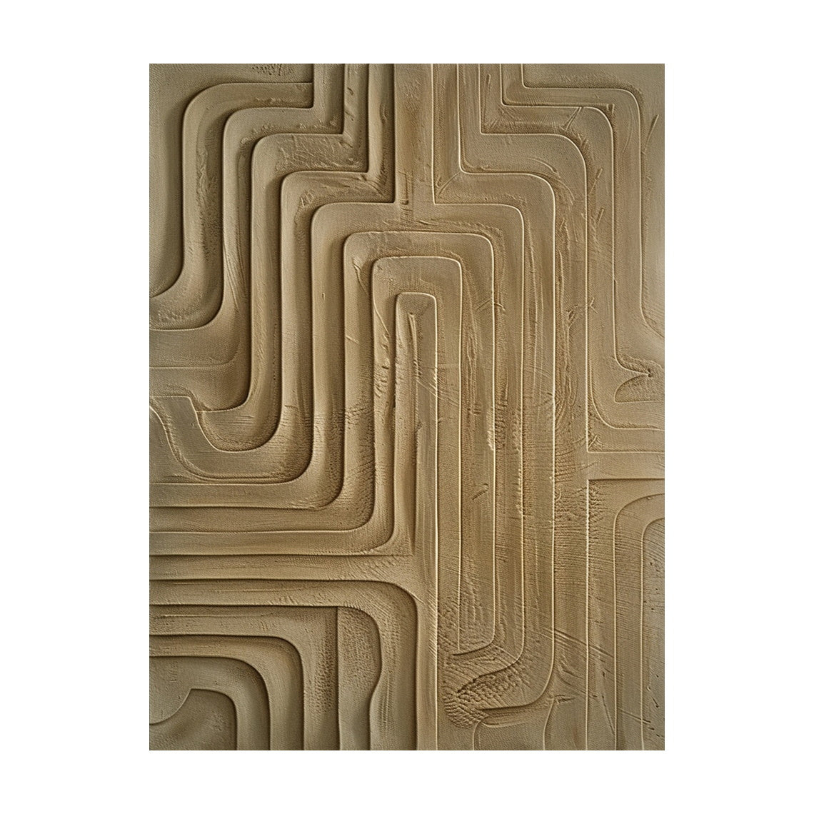 Minimalist Wall Art Brown High-Relief Plaster Tactile Surface Sculpted Geometric Lines Minimalist Luxe Decor AURA432