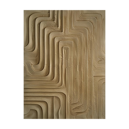 Minimalist Wall Art Brown High-Relief Plaster Tactile Surface Sculpted Geometric Lines Minimalist Luxe Decor AURA432