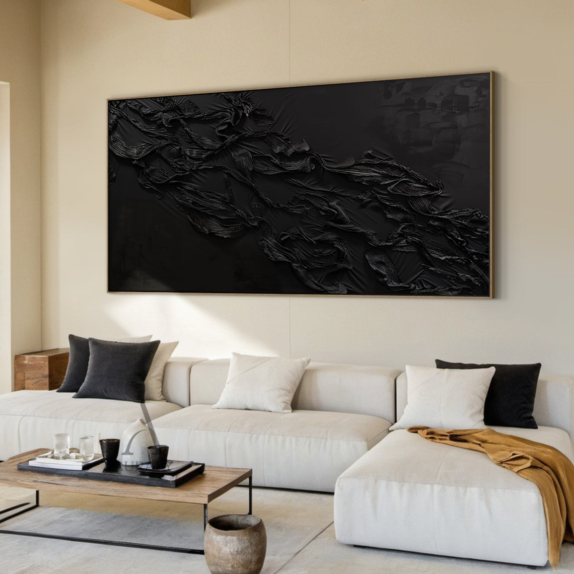 Black Sculptural Texture Wall Art - AURA693
