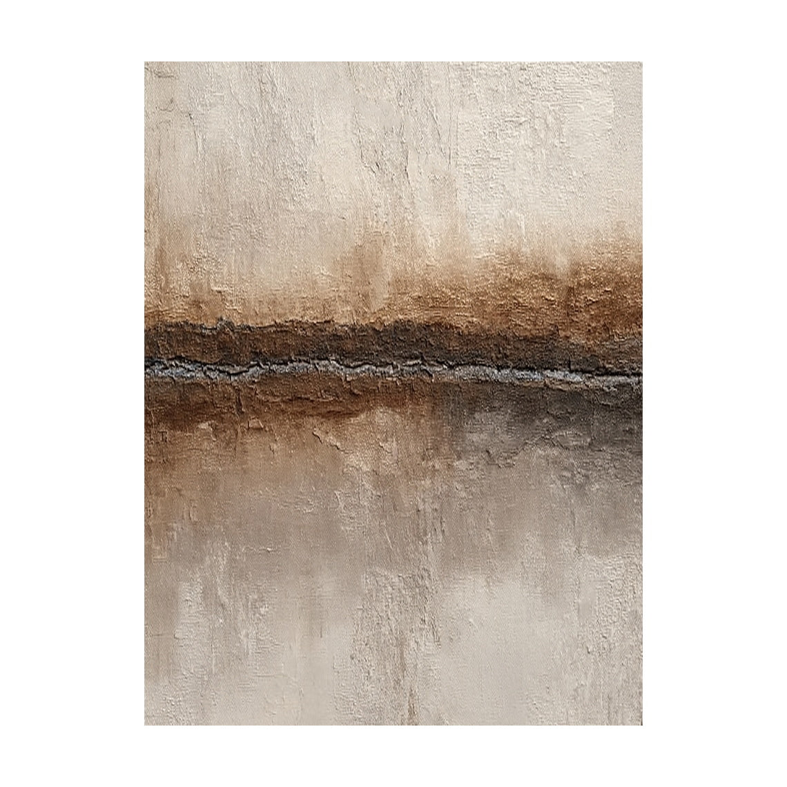 Wabi Sabi Abstract Wall Art Plaster Textured Beige Brown Tactile Cracked Decor AURA581