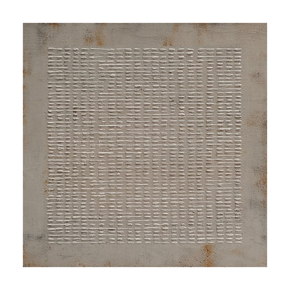 Abstract Gray Textural High-Relief Plaster Art with Irregular Grid Rust Accents Tactile Surface Minimalist Industrial AURA629