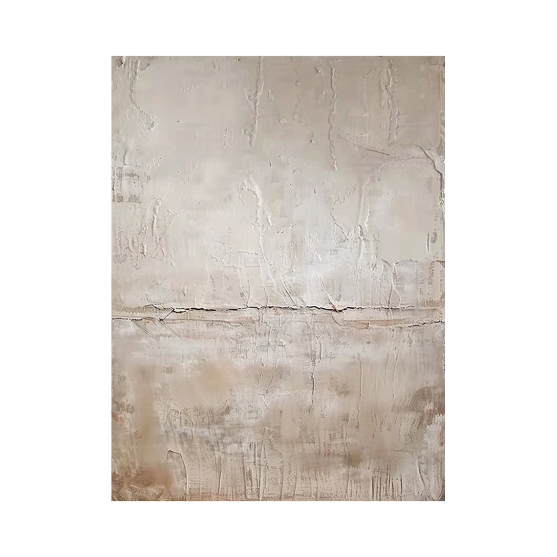 Beige Abstract Painting with Fine Fissures and Soft Tonal Layers - AURA821