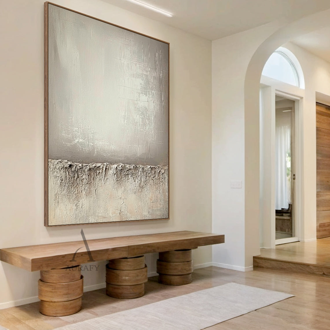 Wabi-Sabi Beige Plaster Textured Abstract High Relief Japandi Minimalist Luxe Tactile Canvas Wall Art AURA724