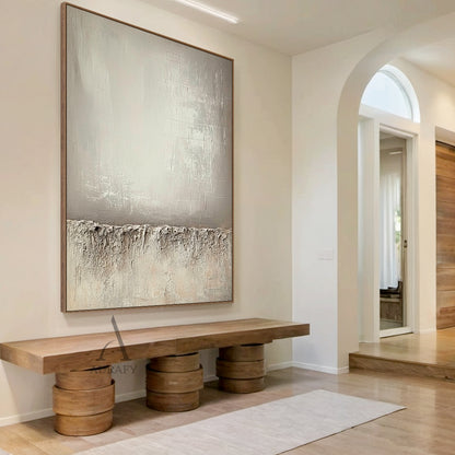 Wabi-Sabi Beige Plaster Textured Abstract High Relief Japandi Minimalist Luxe Tactile Canvas Wall Art AURA724