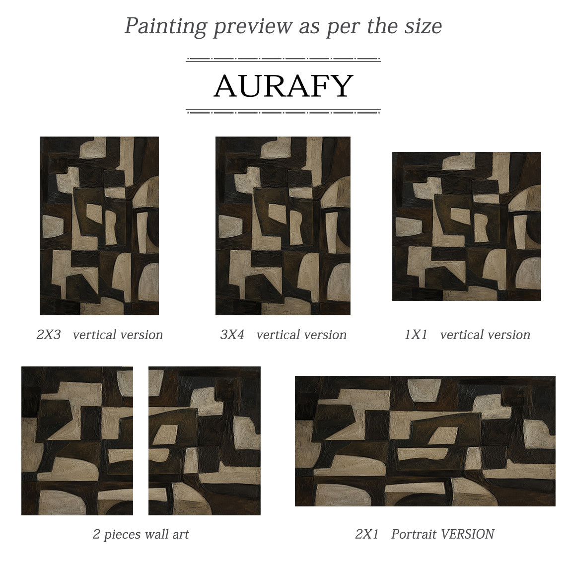 Brown 3D Textured Knife Stroke Japandi Geometric Plaster Art Sculpted Canvas Minimalist Abstract Wall Decor AURA707