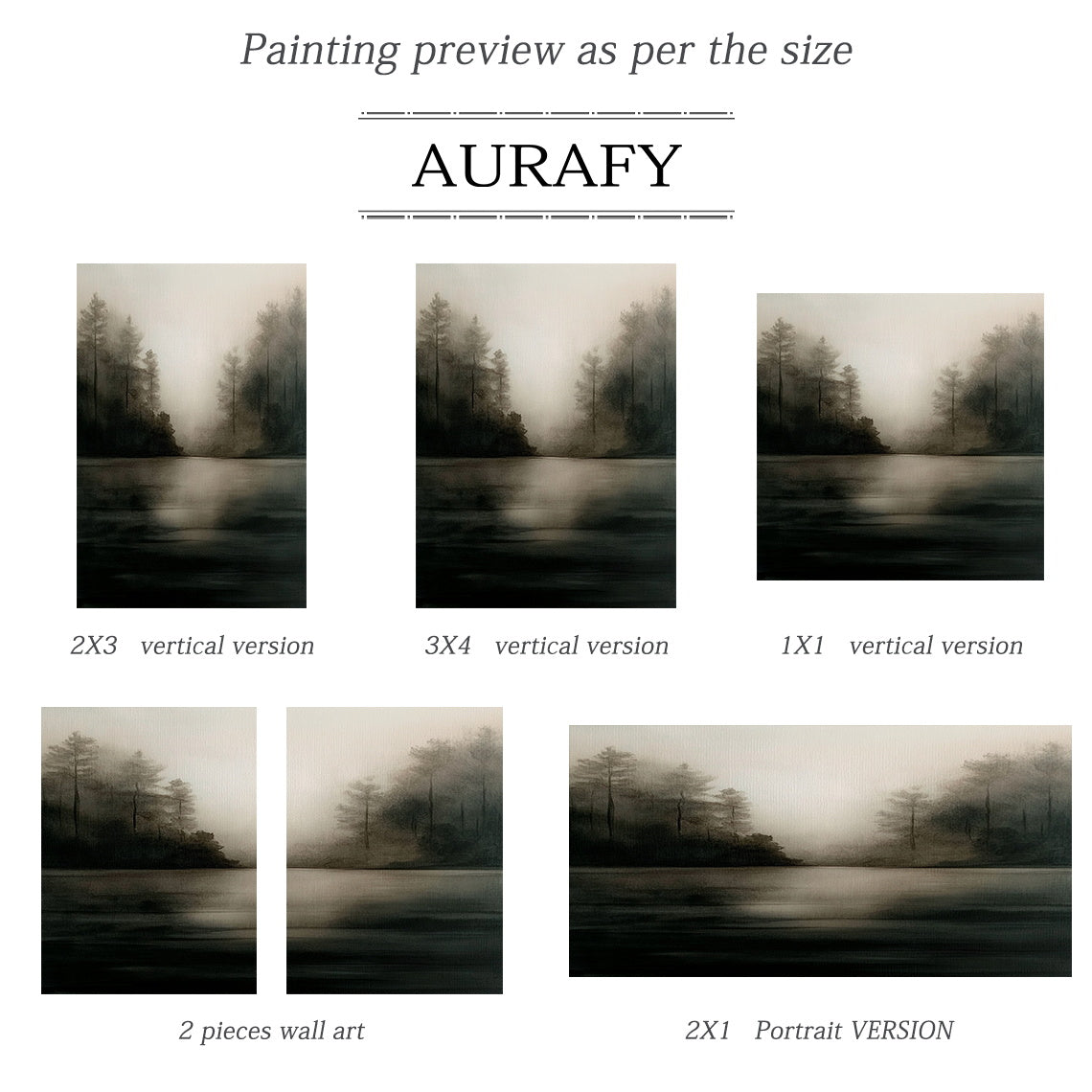 Modern Black Beige Landscape Nature Scene Wall Art Home Decor AURA411
