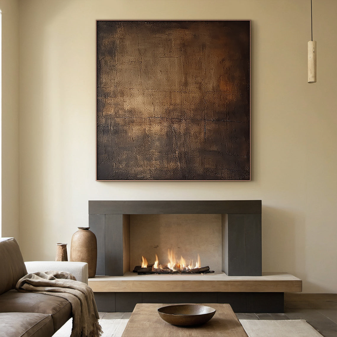 Minimalist Colorfield Wall Art – Bronze & Umber Gradient – AURA016(Square)