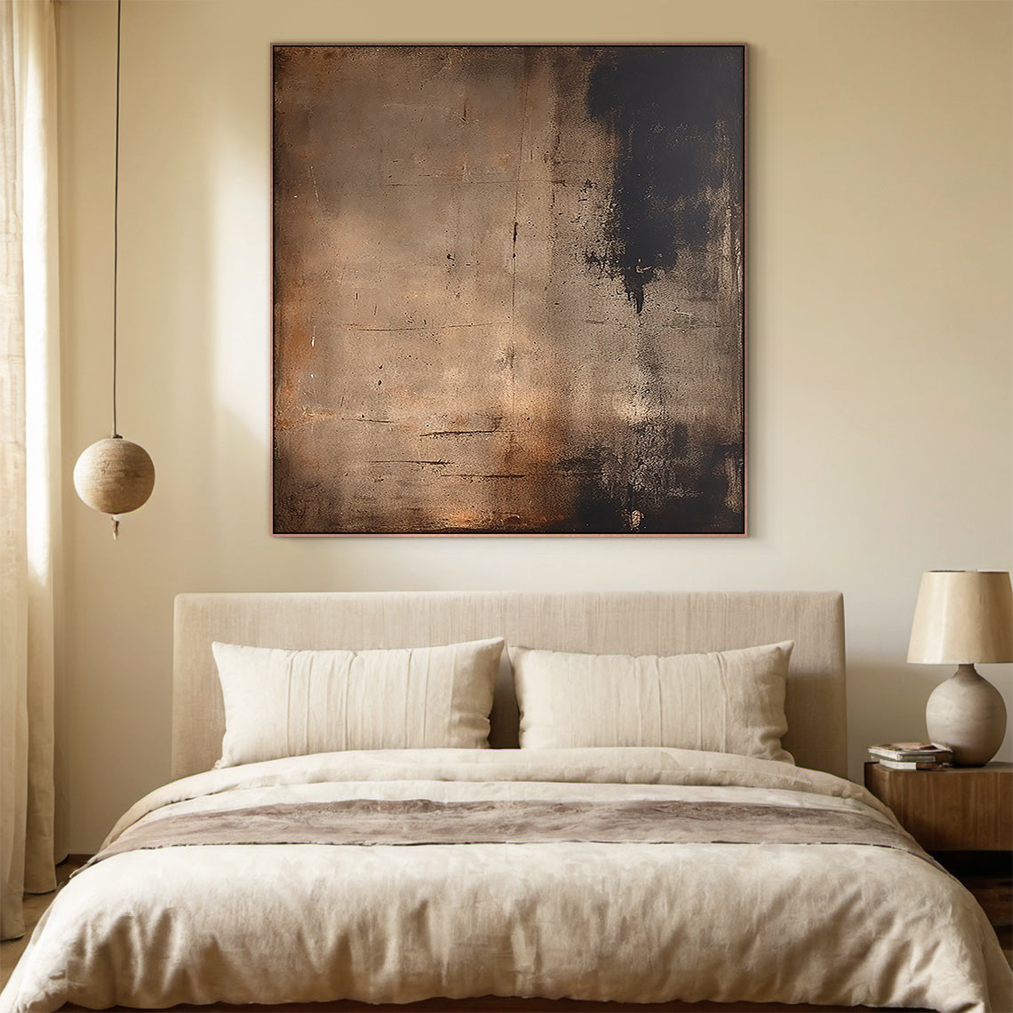 Wabi-Sabi Patina Wall Art – Weathered Copper & Tobacco Umber – AURA017(Square)