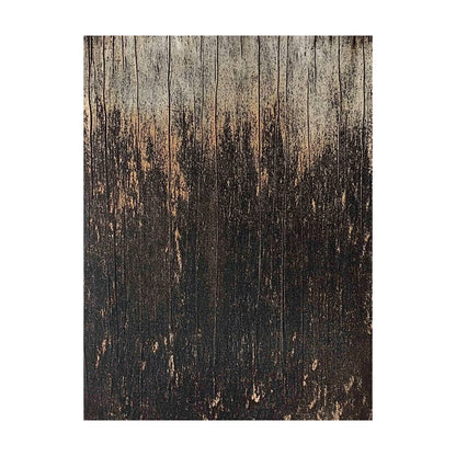 Wabi Sabi Distressed Wood Grain Black Brown Weathered Vertical Texture Artwork with Chipped Patina AURA592