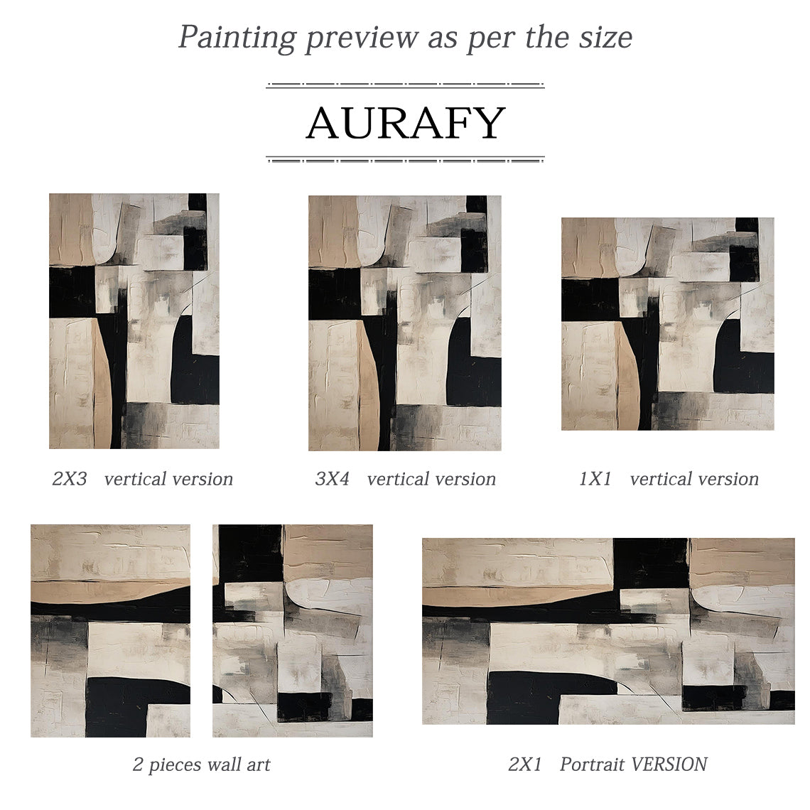 General Abstract Black Beige White Impasto Textured Tactile Surface Minimalist Luxe Artwork AURA484