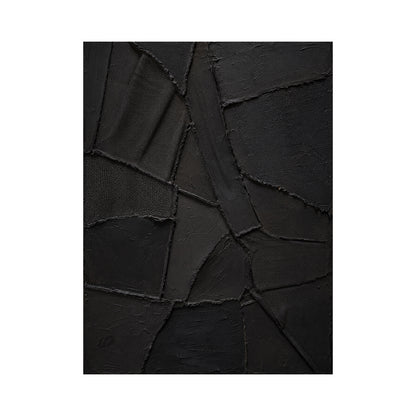 Black Relief, Monochrome Geometric 3D Textured Painting AURA859