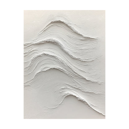 White Abstract Sea Wave Art Tactile Plaster Textured High-Relief Sculpted Minimalist Decor AURA444