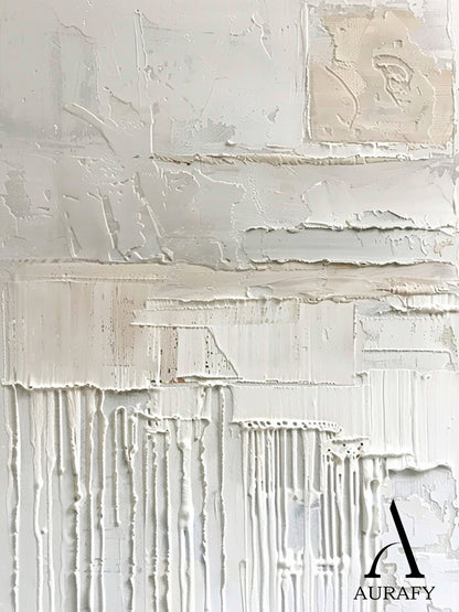 3D Textured Beige Painting Impasto Knife Strokes High-Relief Tactile Modern Organic Wall Art AURA527