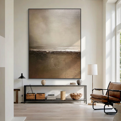 General Abstract Brown Artwork Tactile Impasto Surface Modern Organic Sculpted Canvas Piece AURA649