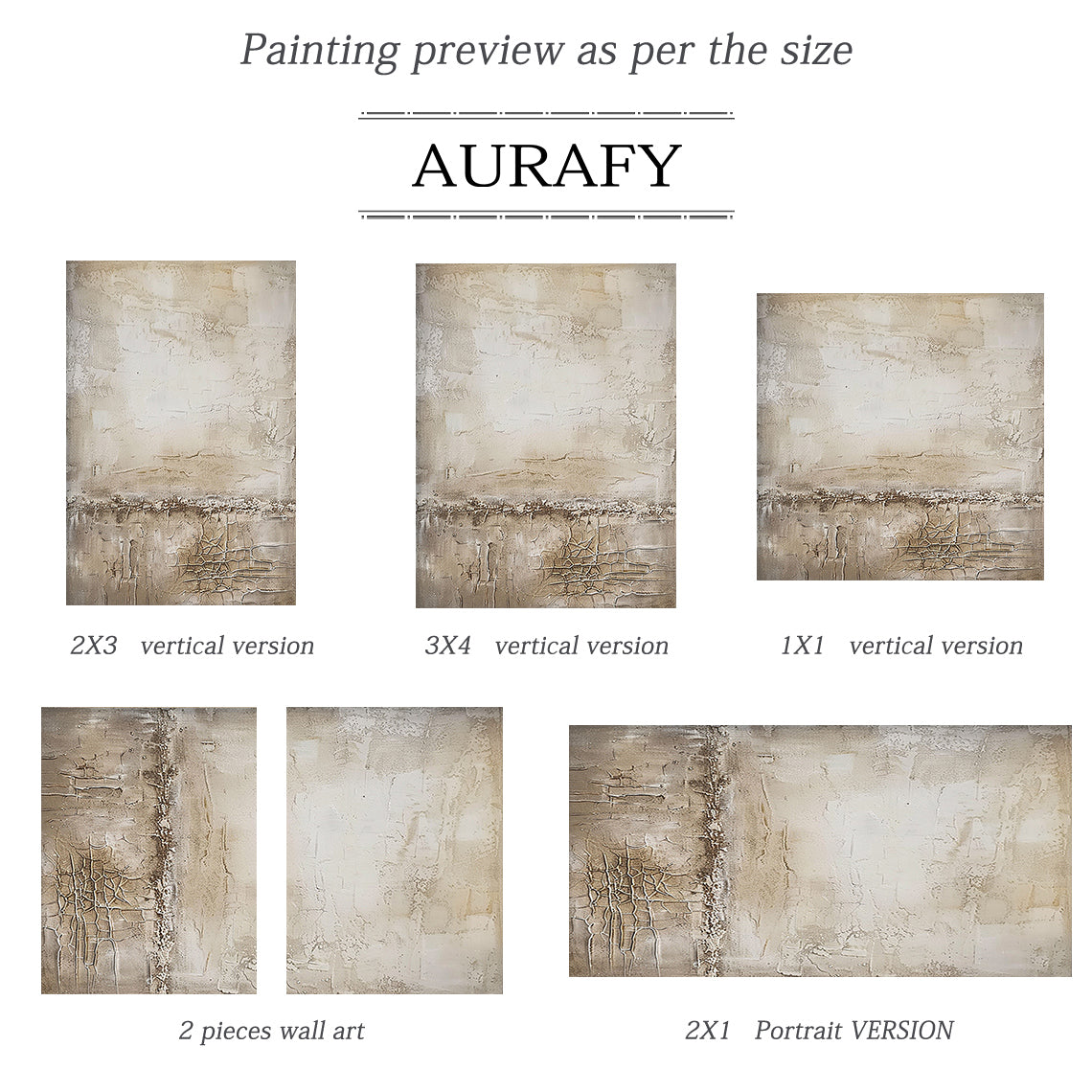 Beige Abstract Art Wabi-Sabi Crackle Texture Tactile Plaster-like Modern Organic Wall Decor AURA481