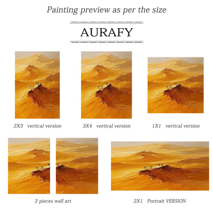 Yellow Landscape Impasto Oil Painting with Knife Strokes Tactile Surface and Exploring Figures AURA416