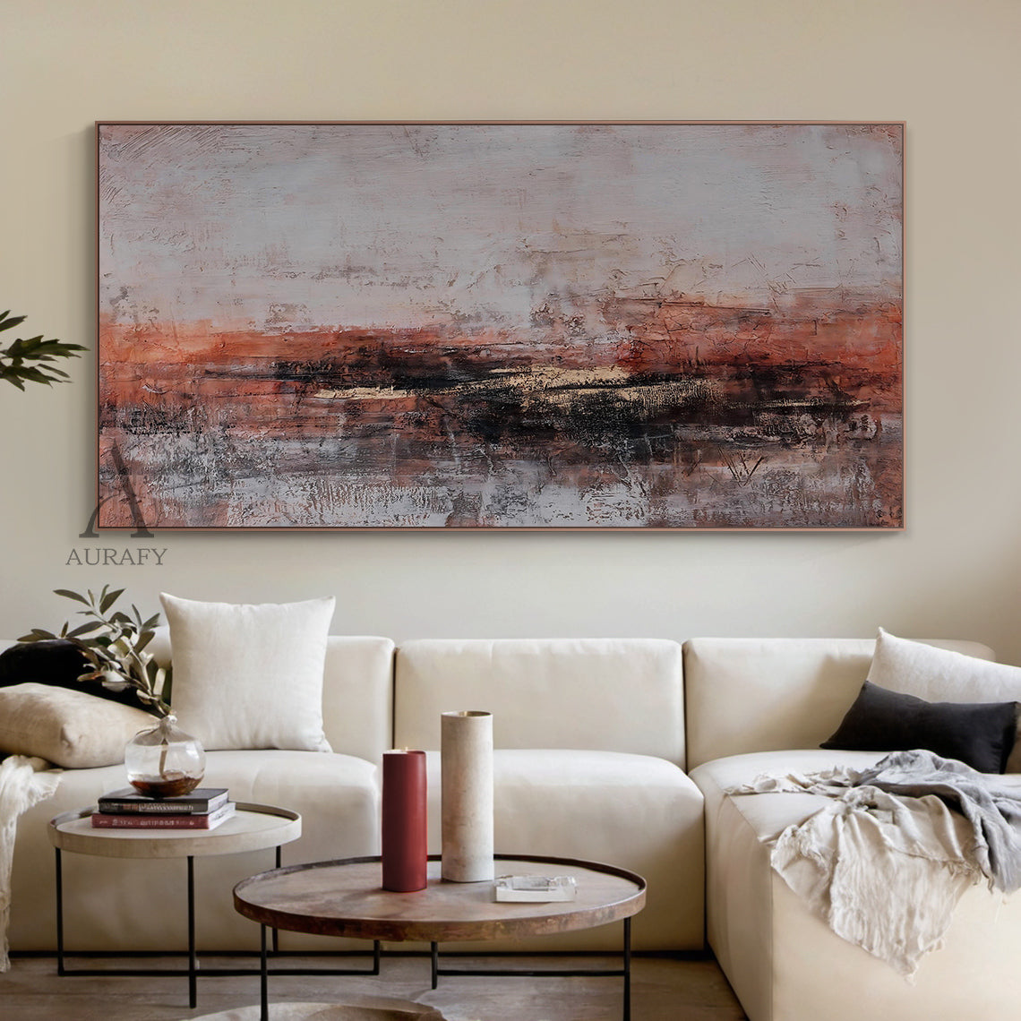Vibrant Red Abstract Wall Art for Modern Home Office Decor AURA235