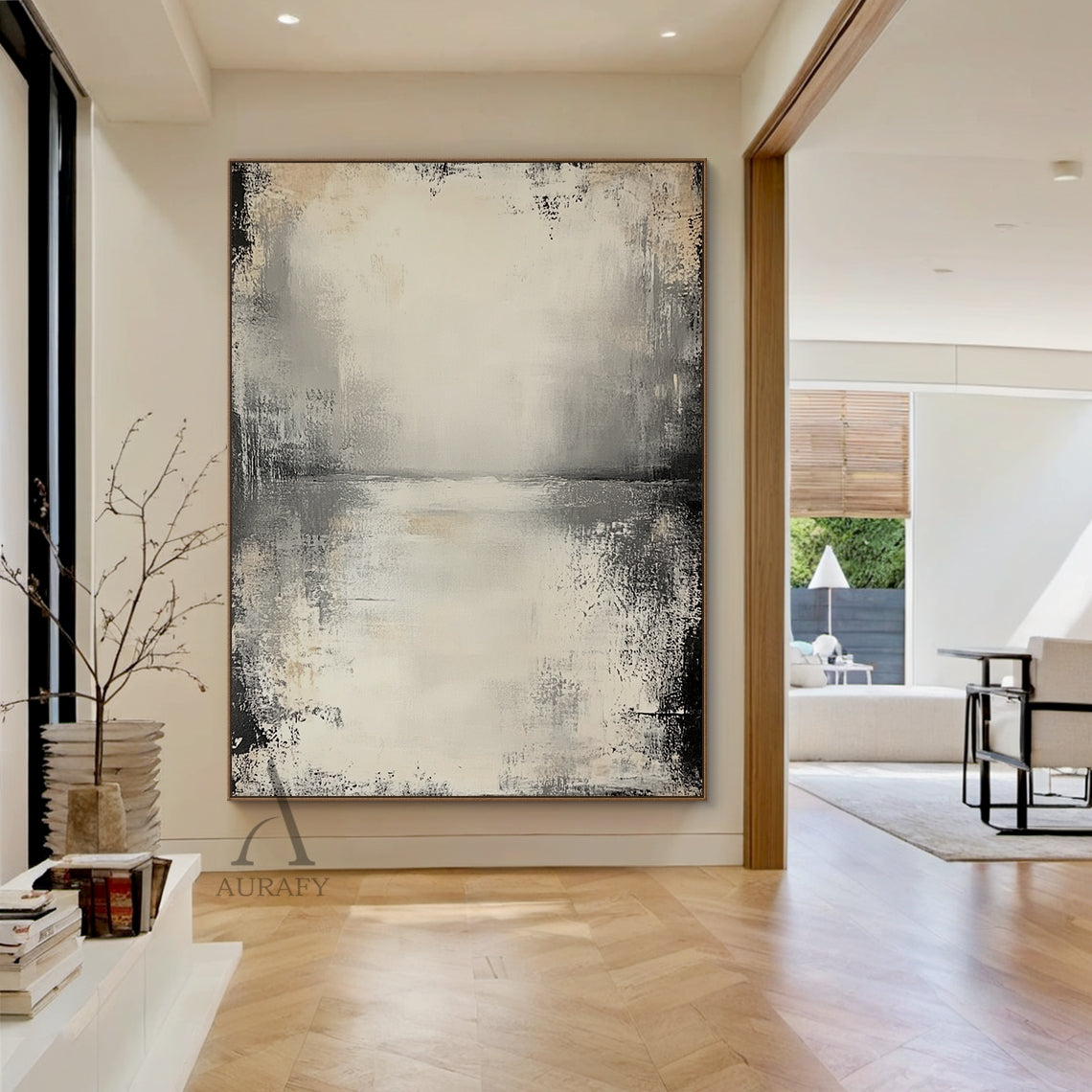 Wabi-Sabi Beige Textured Abstract Plaster Knife Strokes Japandi Neutral Minimalist Tactile Canvas Wall Art AURA719