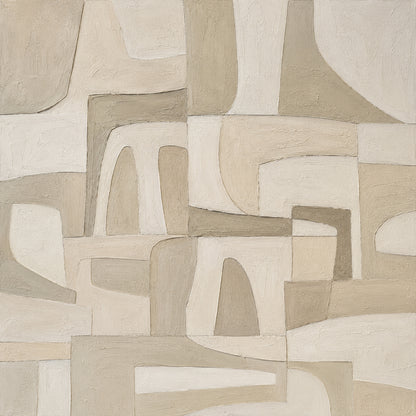 Beige Plaster Textured Japandi Minimalist Wall Art Tactile Sculpted Canvas Neutral Modern Organic Artwork AURA757