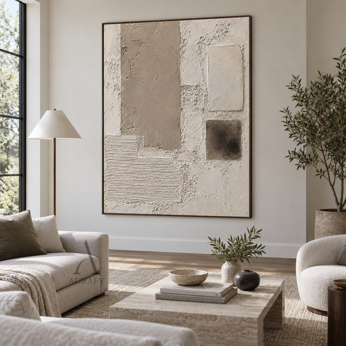Surface Study, Beige Stucco and Ridged Plaster Abstract AURA865