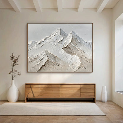 Beige Landscape Impasto Art with Knife Strokes Tactile Surface Modern Organic Sculpted Canvas Handmade AURA454