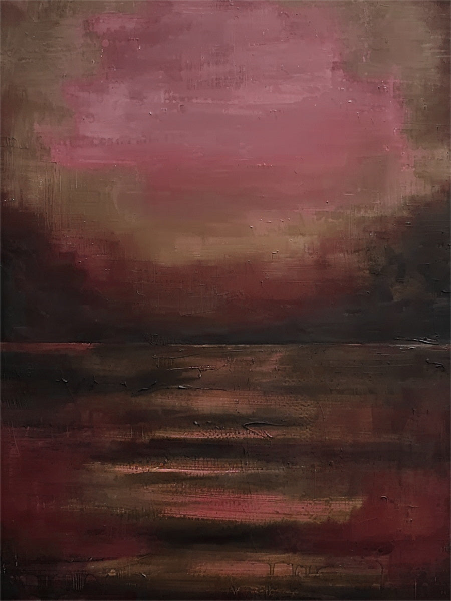 Crimson Stillness-Red Abstract Minimalist Art-AURA116