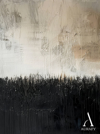 General Abstract Art White Beige Black Scratch Mottled Texture Paint Drips Modern Organic AURA482