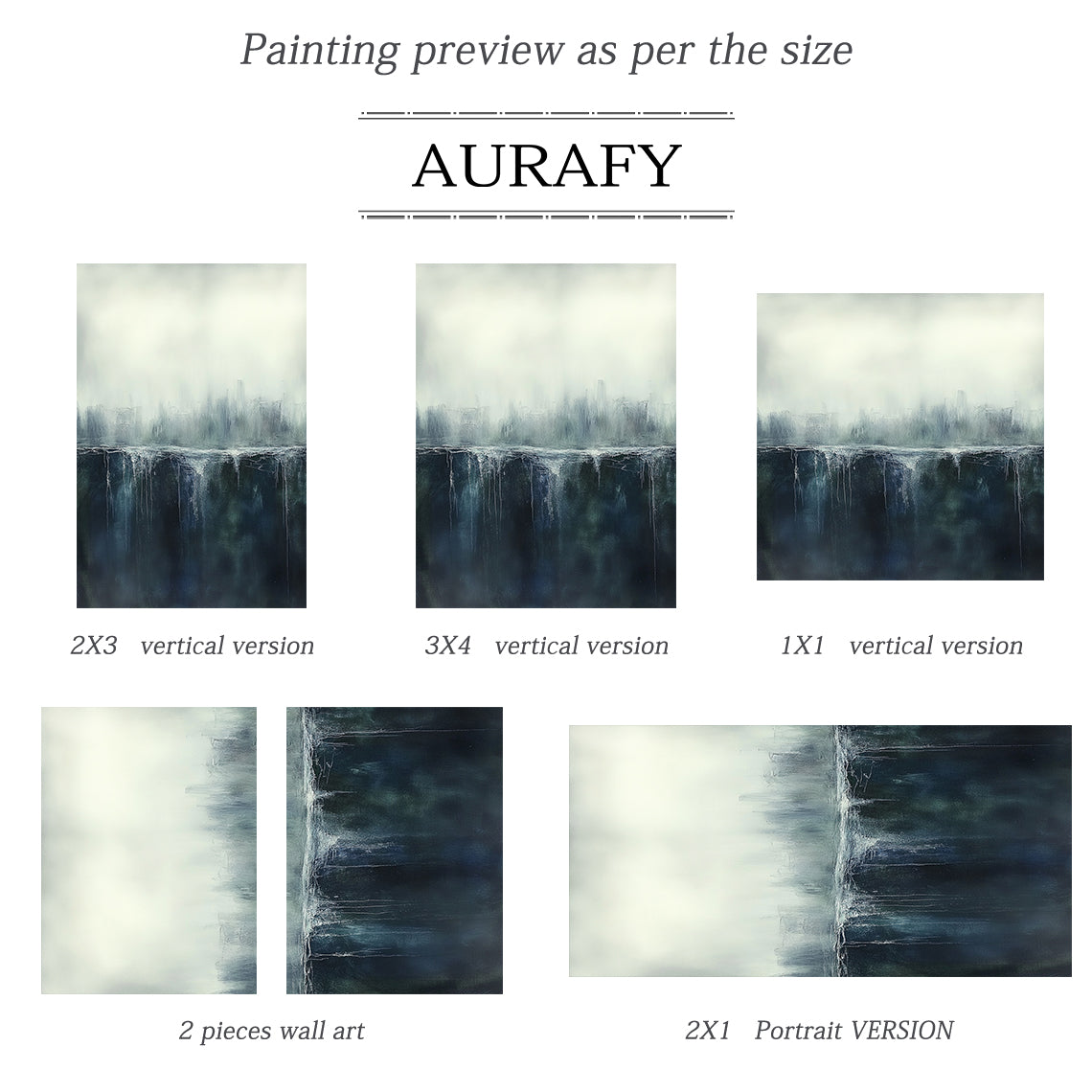General Abstract Beige Blue Wall Art for Modern Home Decor AURA348