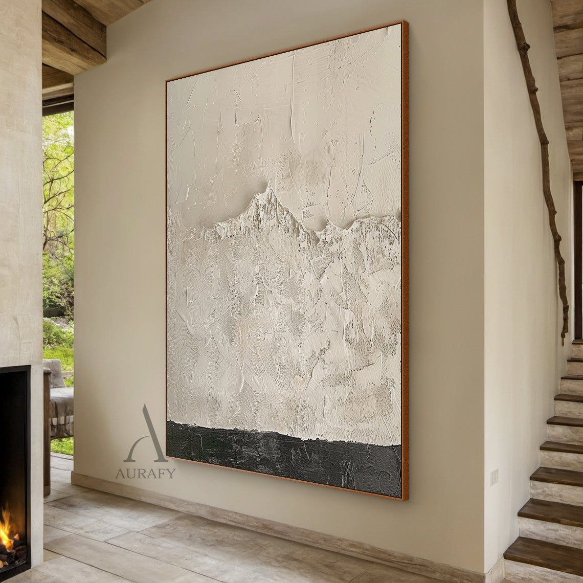 Beige Abstract High-Relief Knife Painted Textured Japandi Minimalist Tactile Sculpted Canvas Wall Art AURA799