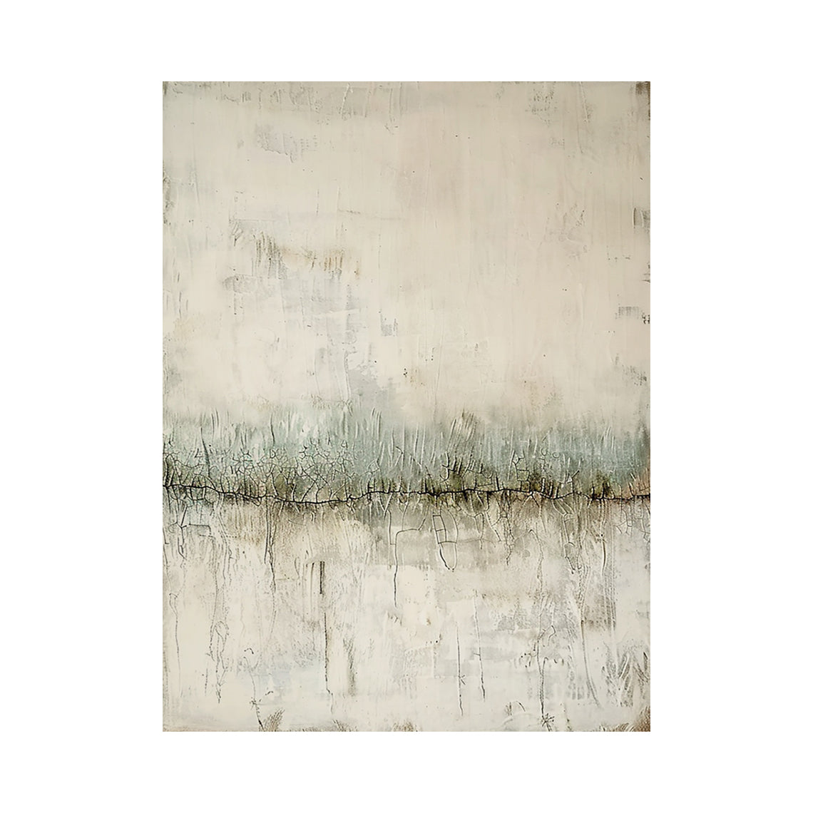 Wabi Sabi Beige & Sage Green Textured Abstract Wall Art | Japandi Minimalist Horizontal Canvas | AURA801
